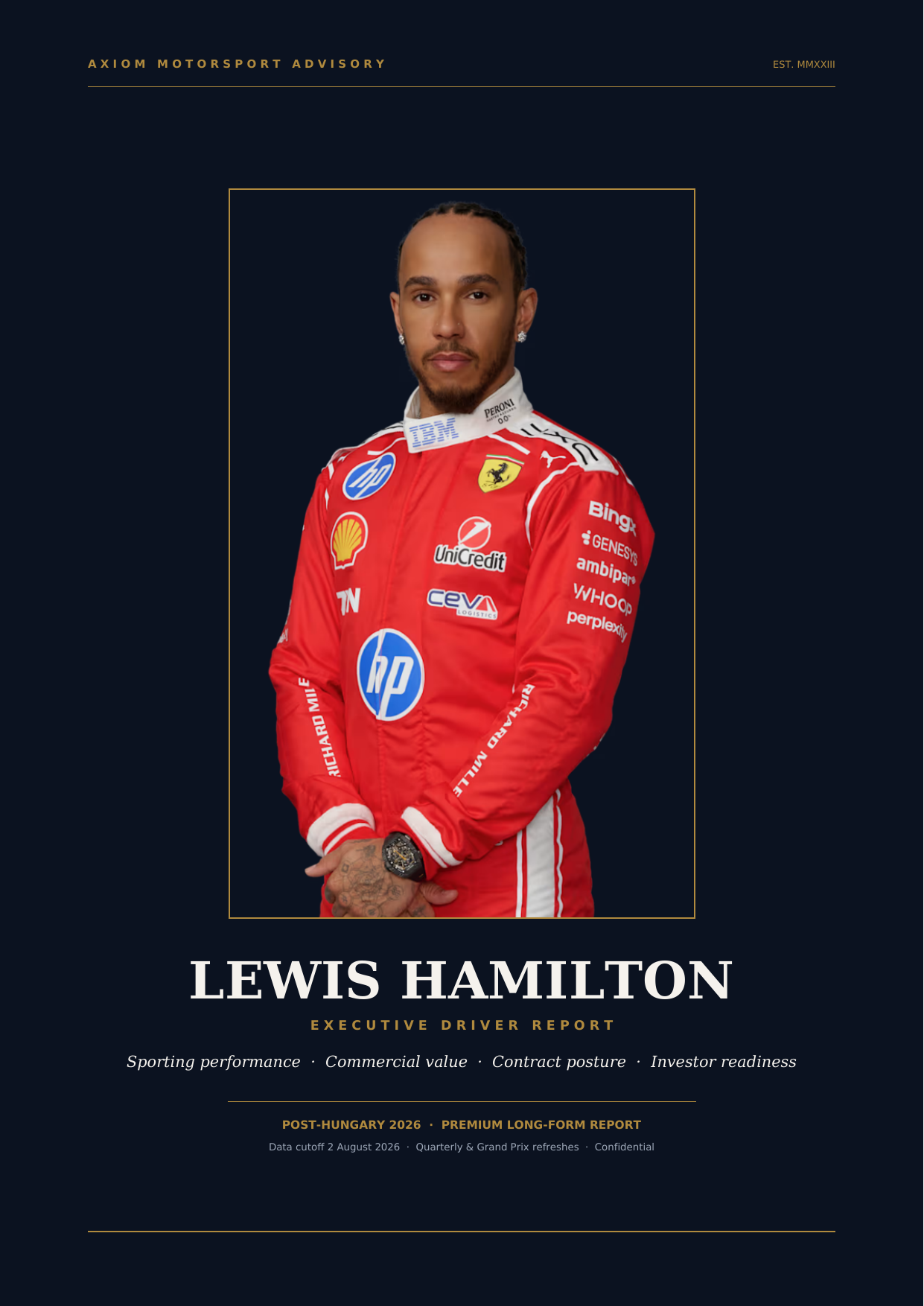 Lewis Hamilton — Executive Driver Report 2026 — cover