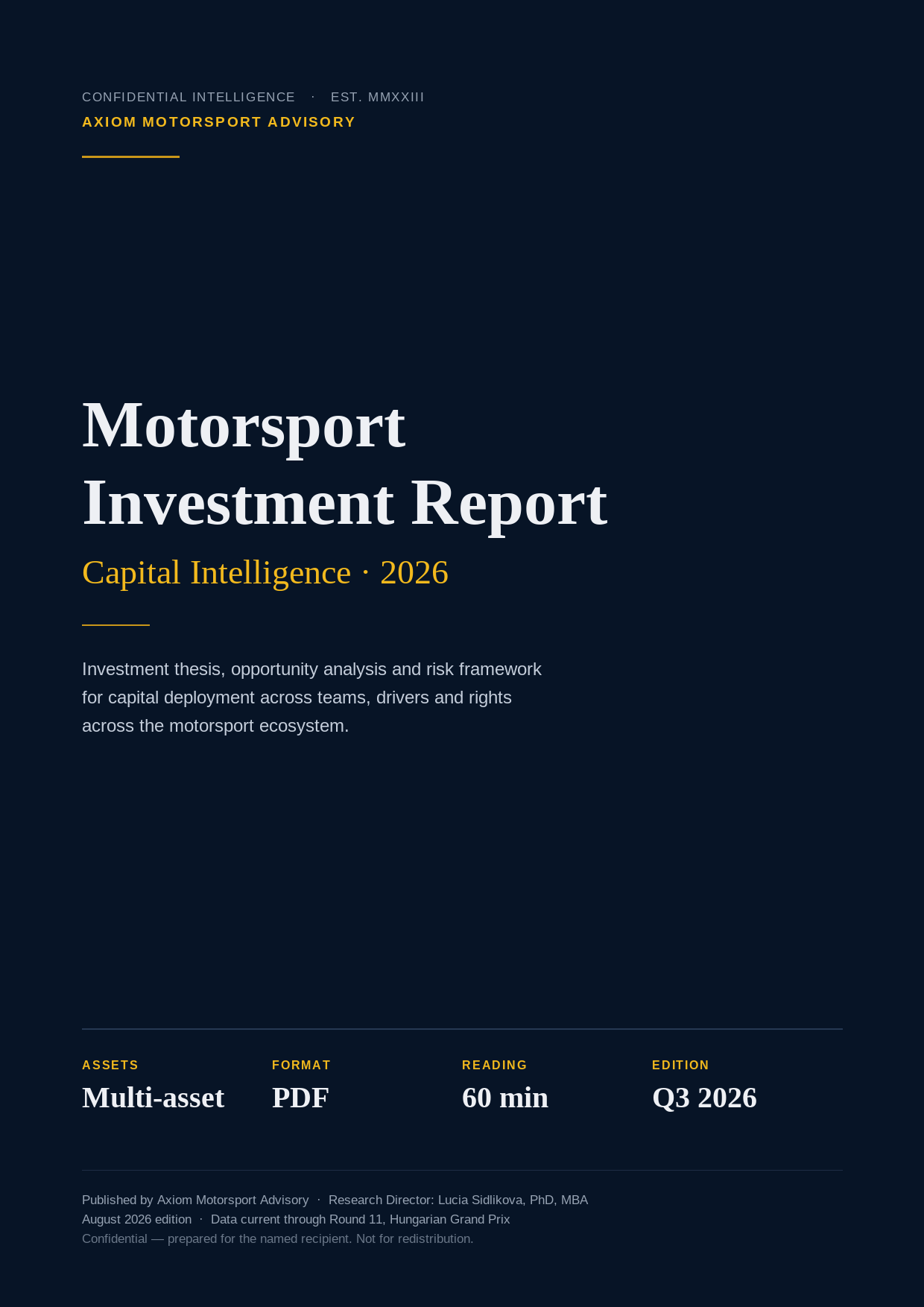 Motorsport Investment Report — cover